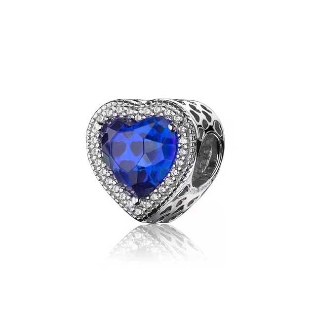 Blue Zirconia Heart Charm