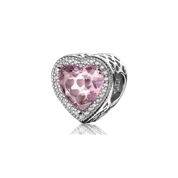 Pink Zirconia Heart Charm