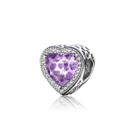 Purple Zirconia Heart Charm