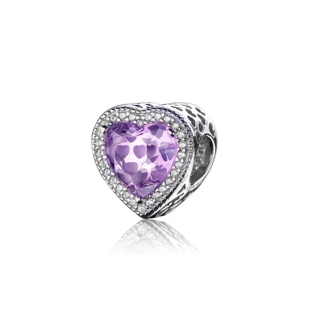 Purple Zirconia Heart Charm