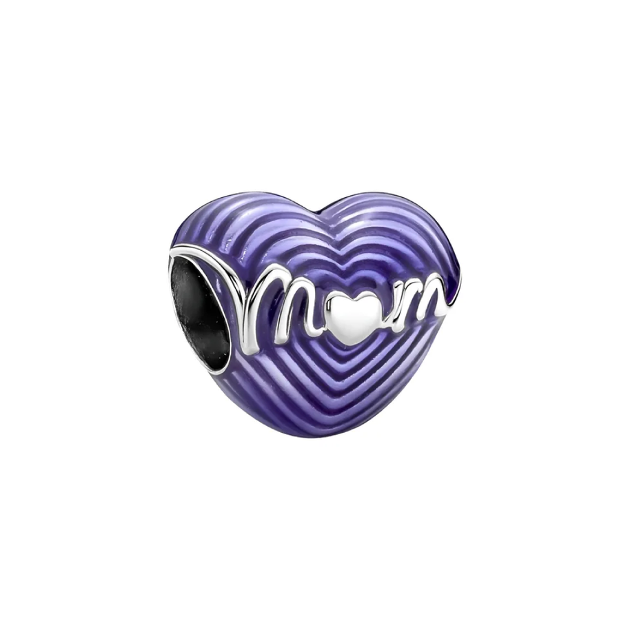 Purple Shining Mom Heart Charm
