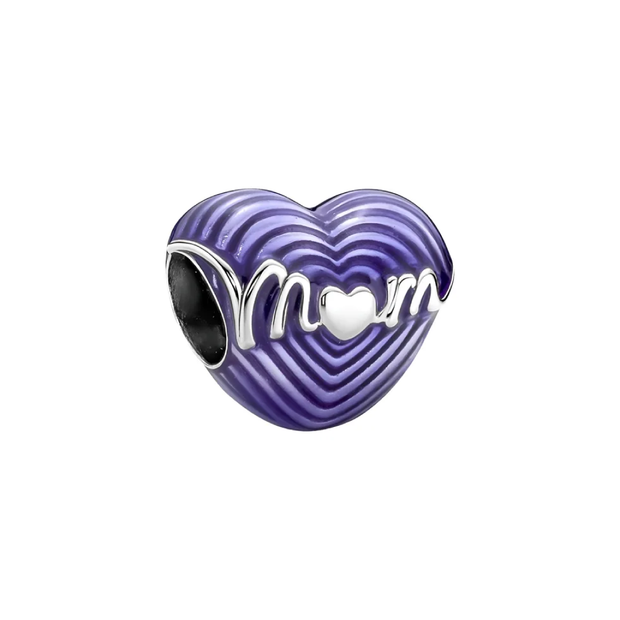 Purple Shining Mom Heart Charm