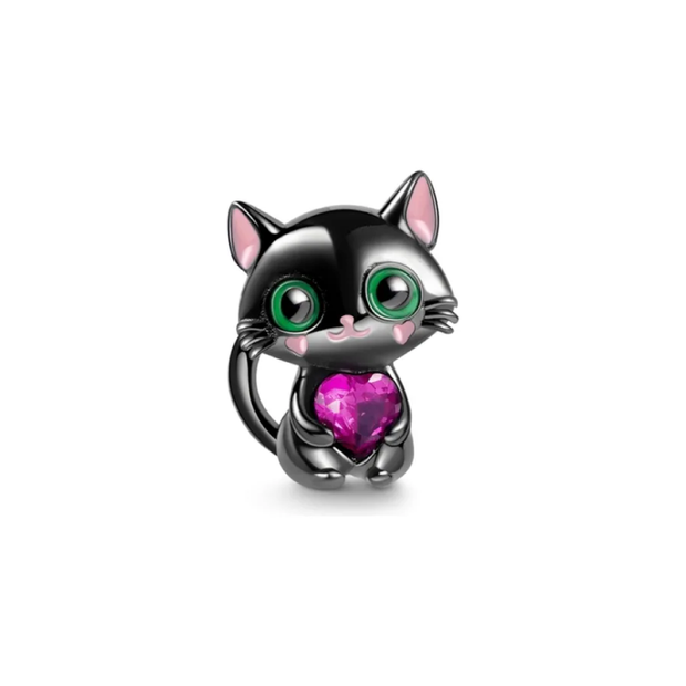 Black Cat Zirconia Charm