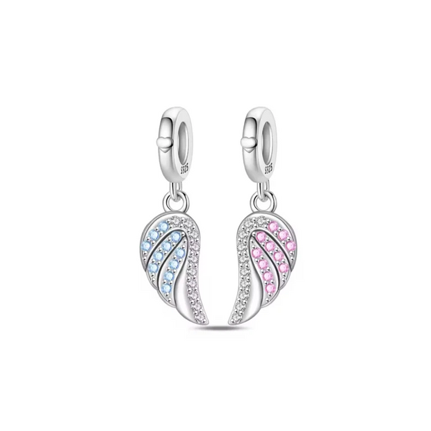 Pink Blue Wings Split Charm