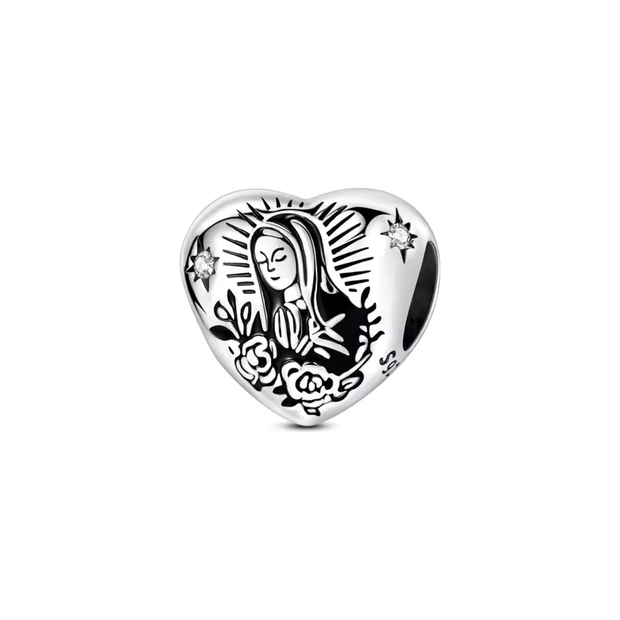 Virgin of Guadalupe Heart Charm