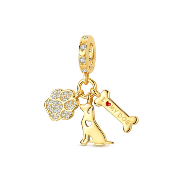 Gold Dog Love Charm