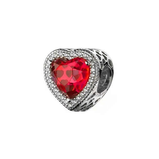 Red Zirconia Heart Charm