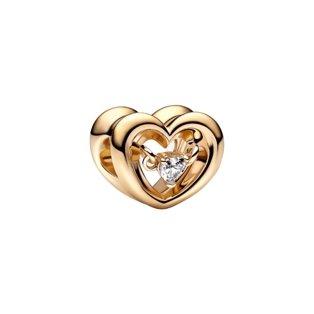 Gold Zirconia Heart Charm