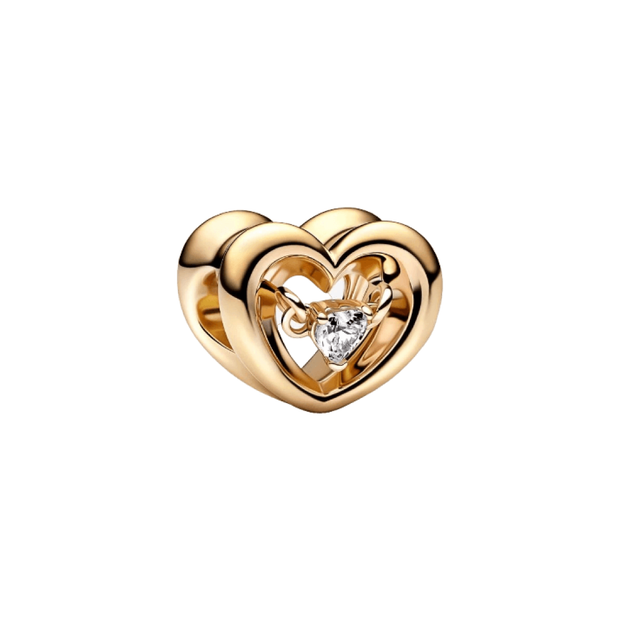 Gold Zirconia Heart Charm