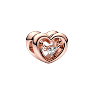 Rose Zirconia Heart Charm