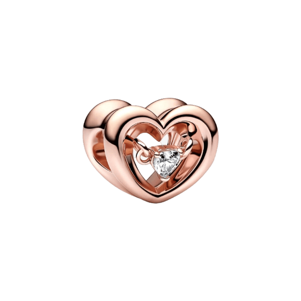 Rose Zirconia Heart Charm