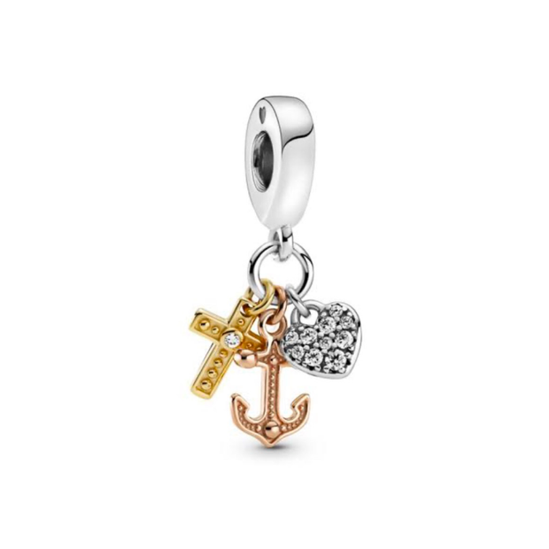Anchor Cross Heart Charm