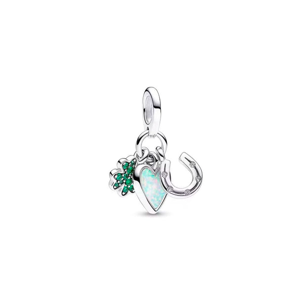 Heart Horseshoe Clover Charm