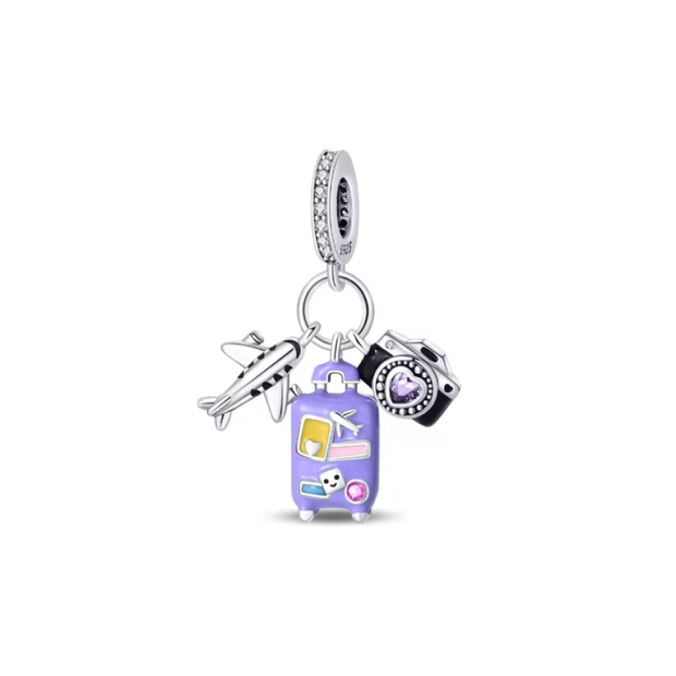 Purple Travel Suitcase Charm