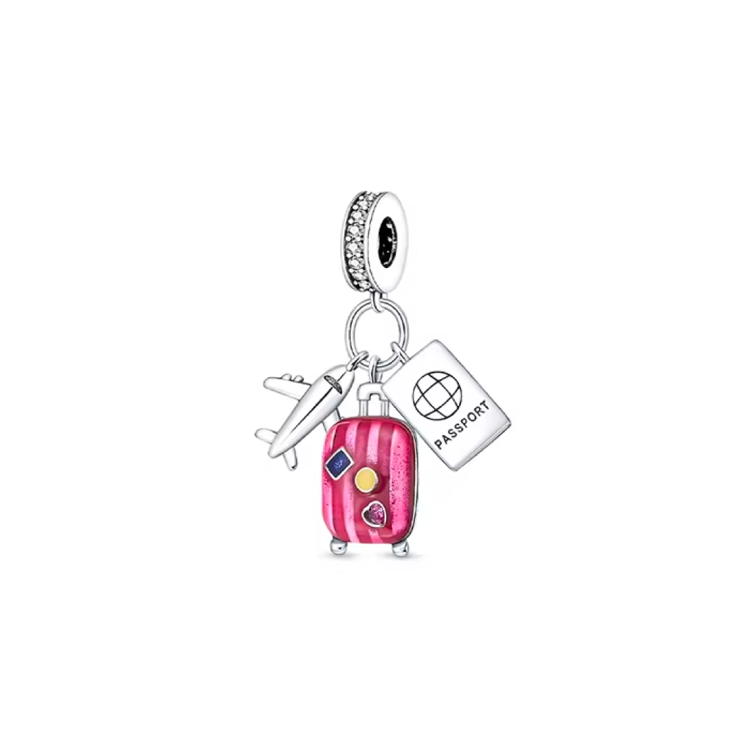 Pink Travel Suitcase Charm