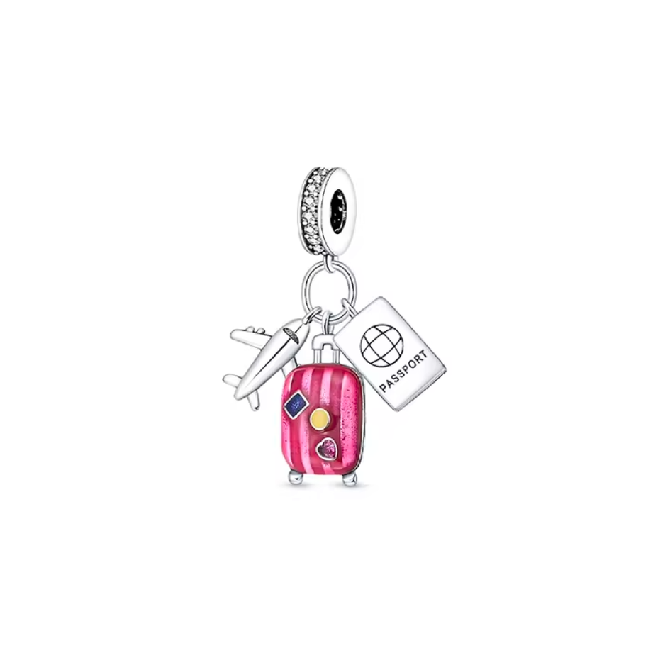 Pink Travel Suitcase Charm