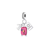 Pink Travel Suitcase Charm