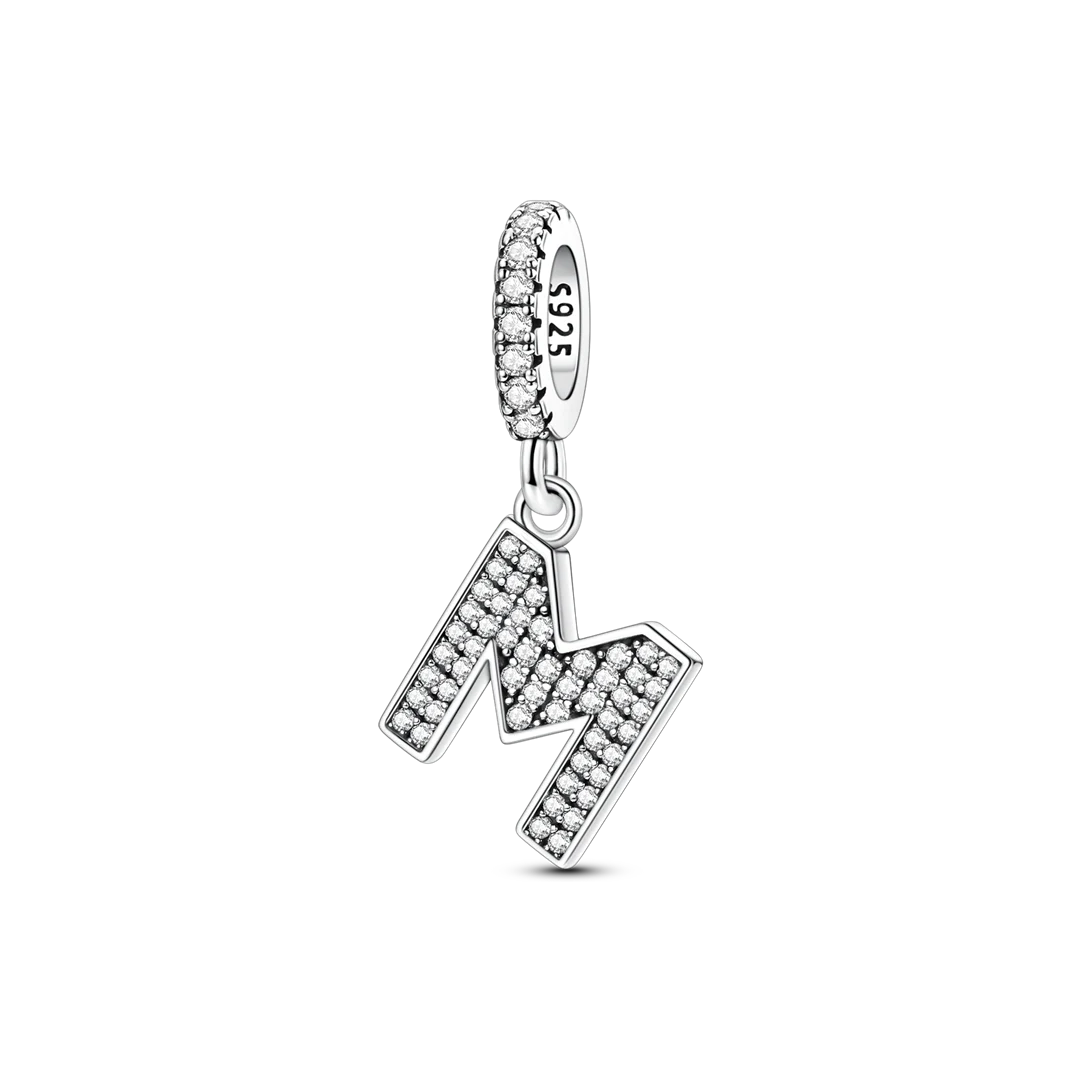 Dangle Zirconia Letter Charm