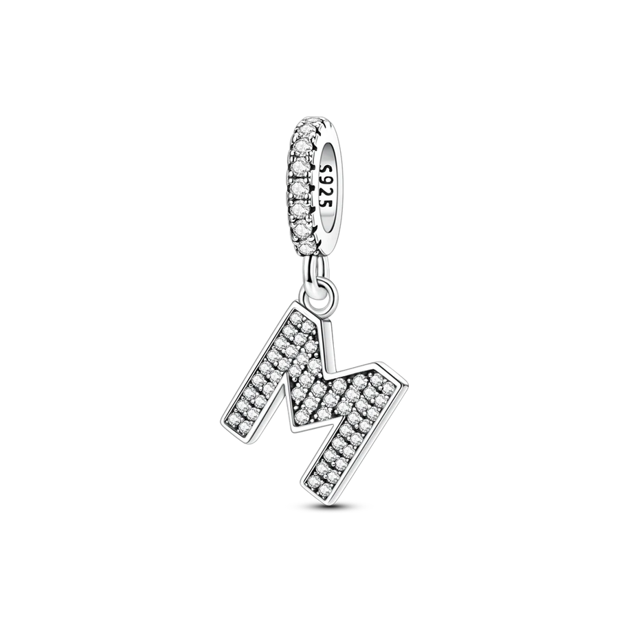 Dangle Zirconia Letter Charm