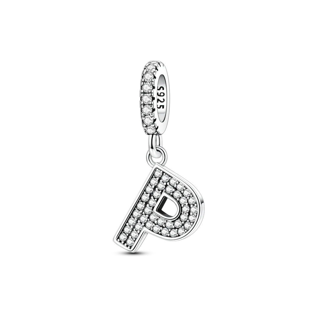 Dangle Zirconia Letter Charm