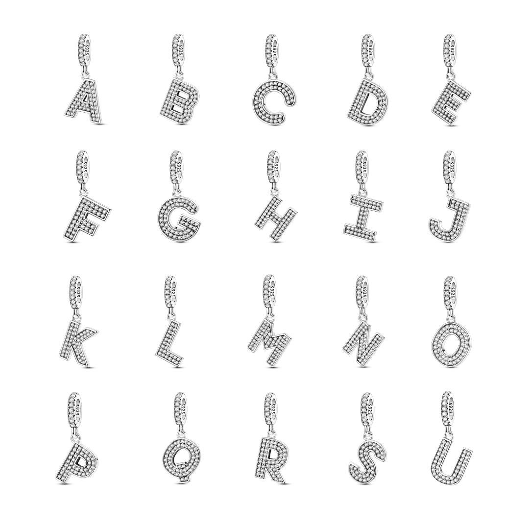 Dangle Zirconia Letter Charm