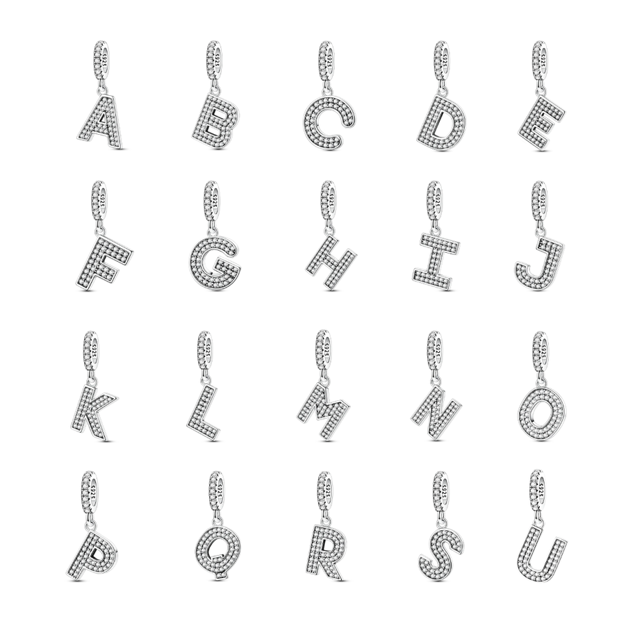 Dangle Zirconia Letter Charm