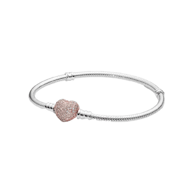 Classic Pink Heart Bracelet with Sparkles