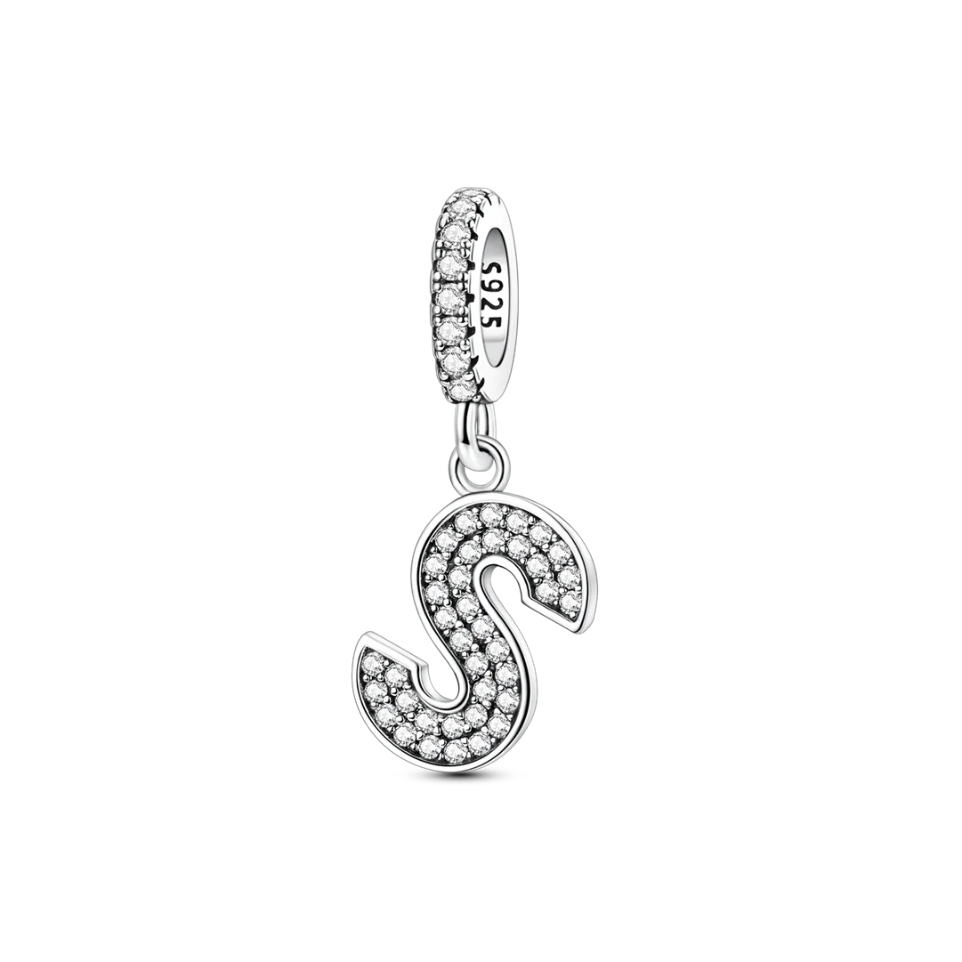Dangle Zirconia Letter Charm
