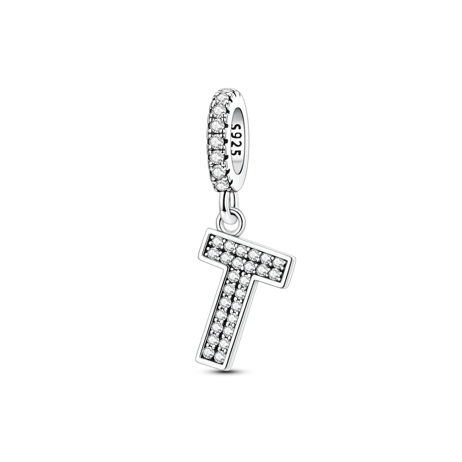 Dangle Zirconia Letter Charm