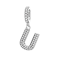 Dangle Zirconia Letter Charm