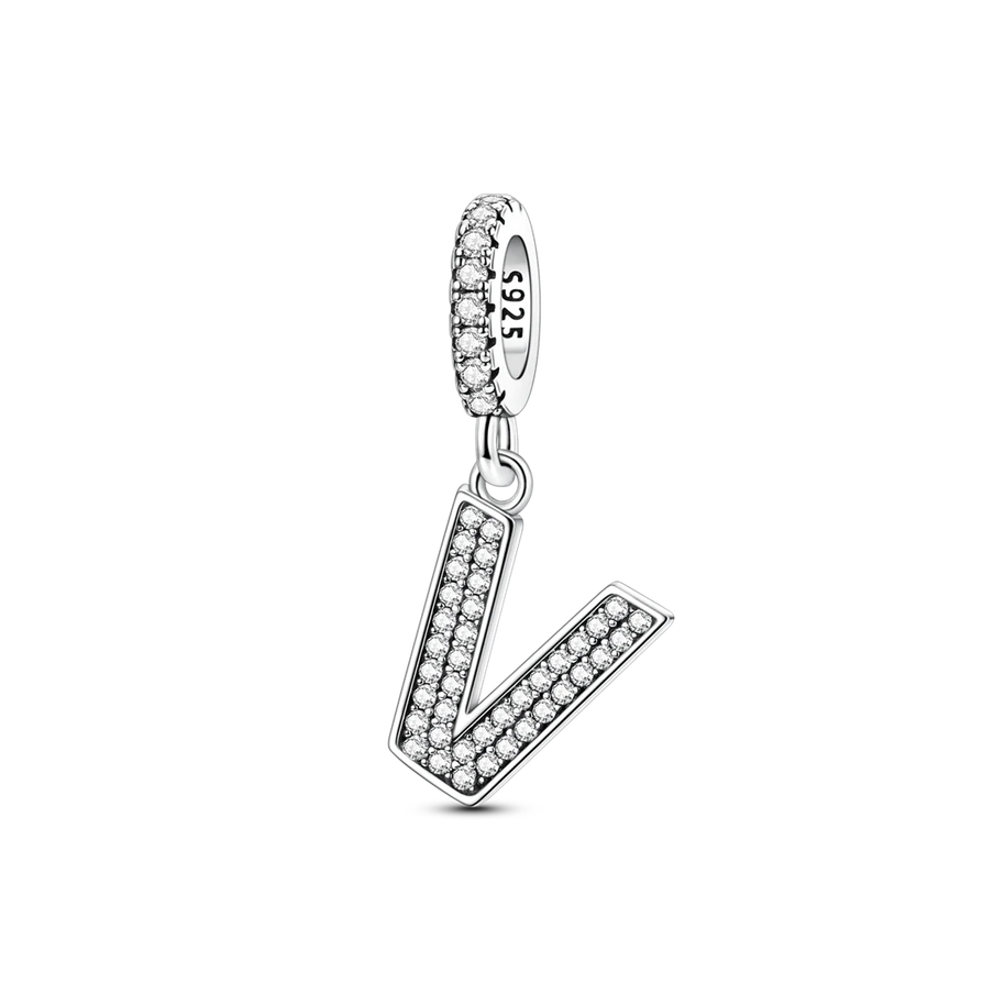 Dangle Zirconia Letter Charm