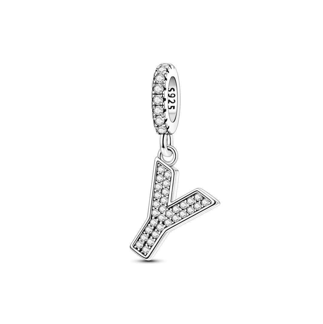 Dangle Zirconia Letter Charm