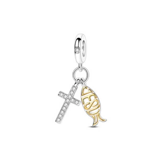 Jesus Fish Cross Charm