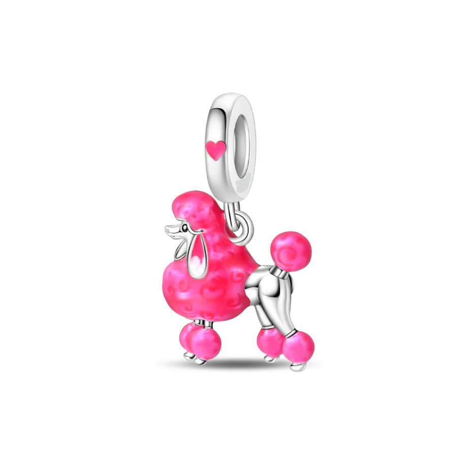 Pink Poodle Dog Charm