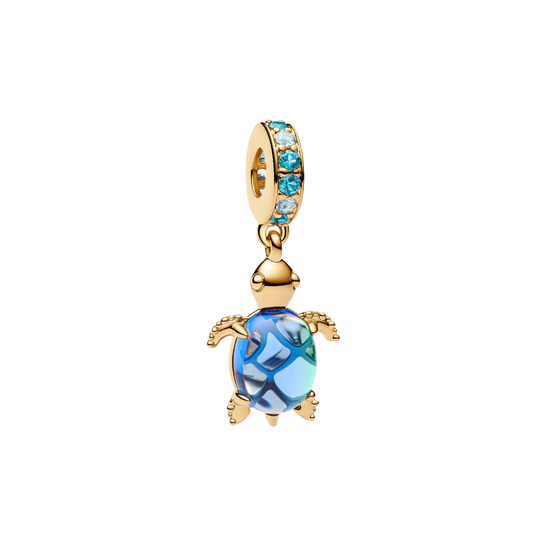Blue Gold Turtle Charm