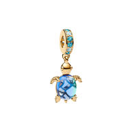 Blue Gold Turtle Charm