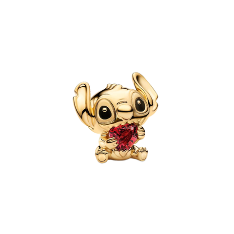 Stitch Gold Heart Charm
