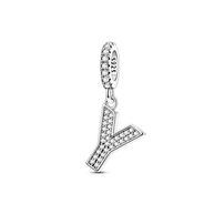Dangle Zirconia Letter Charm