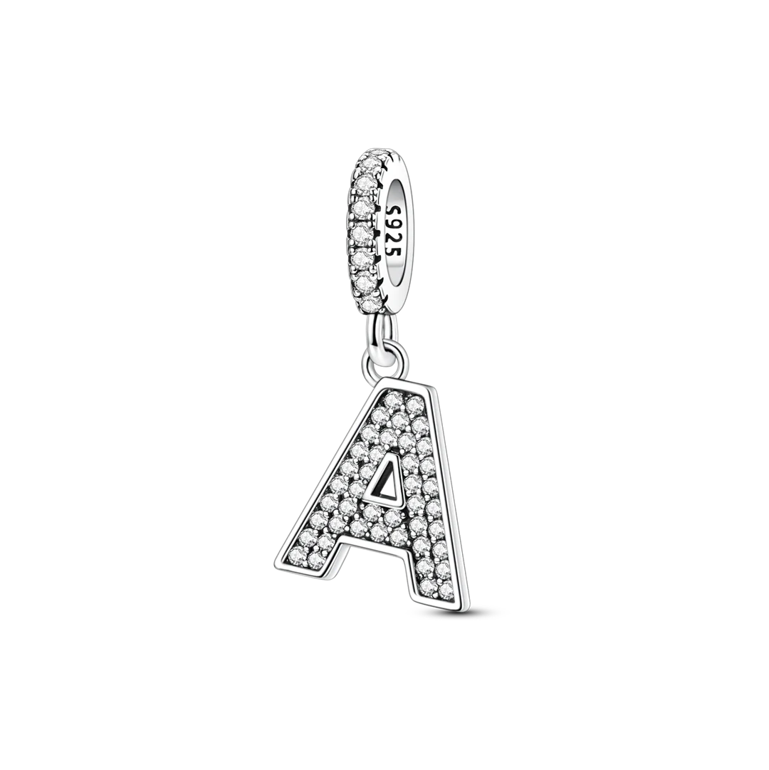 Dangle Zirconia Letter Charm